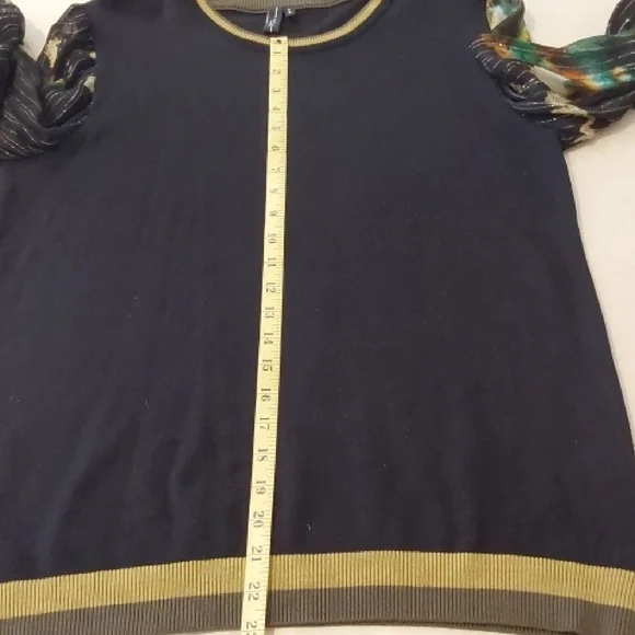 Anthropologie Blank London. Festive Black  Sweater with Patterned Sleeves. XL - Picture 5 of 8